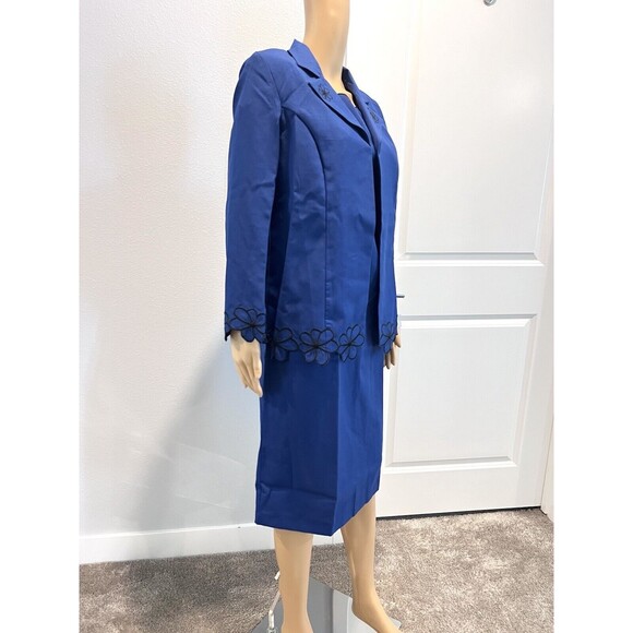 Anthony Richards Women 2-Piece Set Suit Embroidered Blazer & Dress Blue Size 16 - Picture 6 of 16